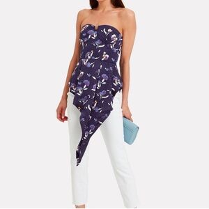 Self-Portrait‎ Floral Botanical Asymmetric Bustier Top Sz 0